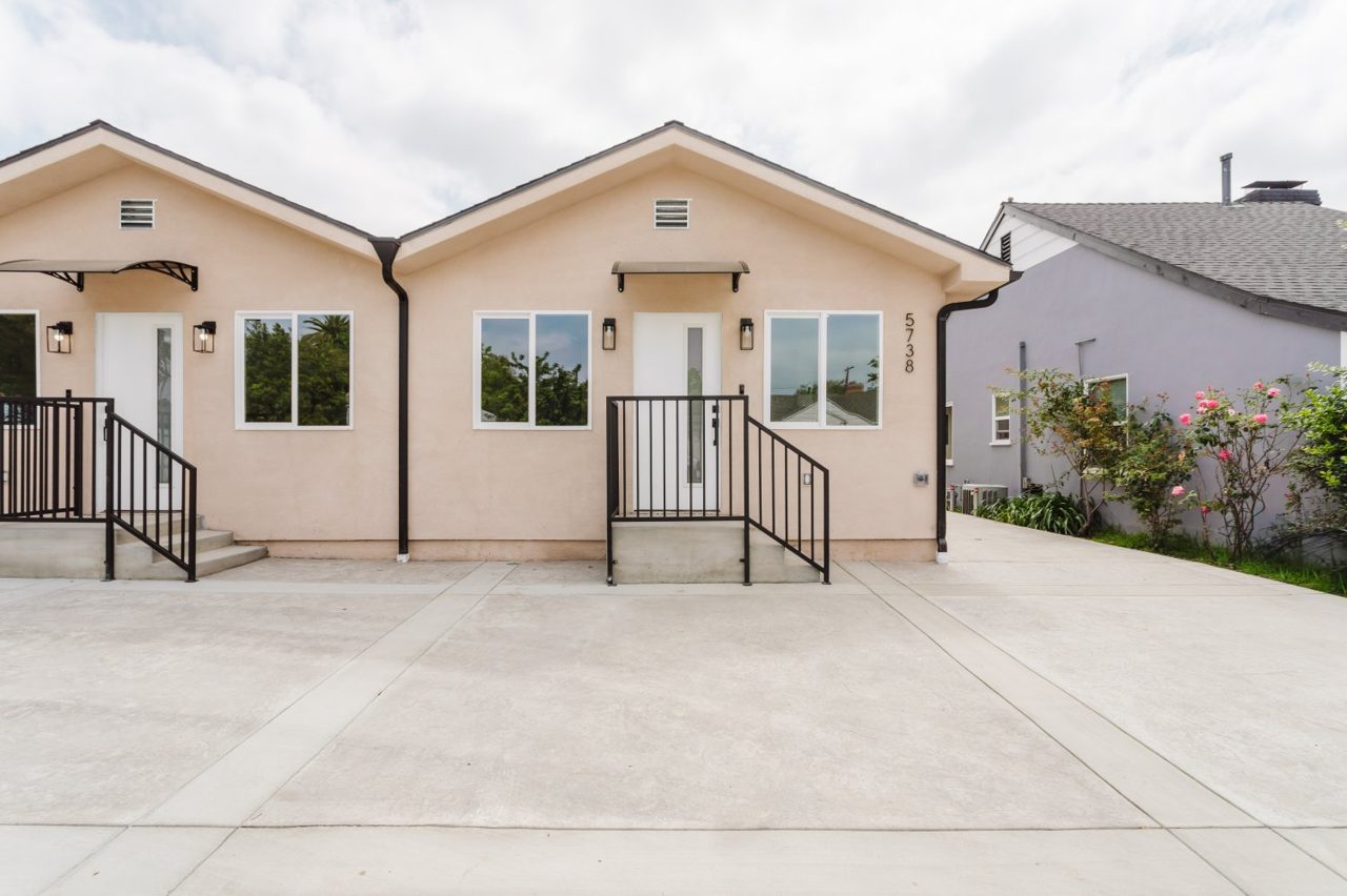 Newly built ADU interior with high ceilings and open-concept layout in North Hollywood